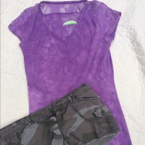 Earth yoga purple t shirt long stretchy small